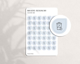 RECYCLING DAY Mini Icon Stickers | Minimal Planner Stickers | Functional Labels | Bullet Journal