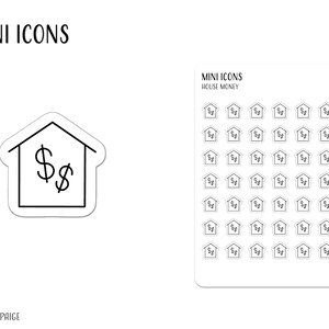 HUISBETALING Mini Icon Stickers | Minimalistische Planner Stickers | Functionele labels | Bullet Journal | Hypotheek
