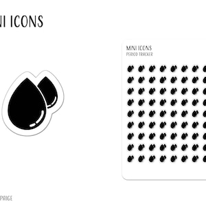 PERIOD TRACKER Mini Icon Stickers | Minimalist Planner Stickers | Functional Labels | Bullet Journal