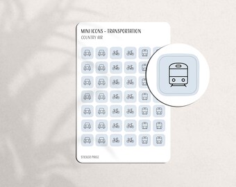 VERVOER Mini Icon Stickers | Minimale plannerstickers | Functionele labels | Bullet-dagboek