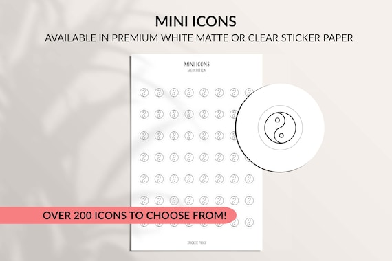 MEDITATION Mini Icon Stickers | Minimalist Planner Stickers | Functional Label | Mindfulness | For Selfcare Planner | Reflection | Ying Yang