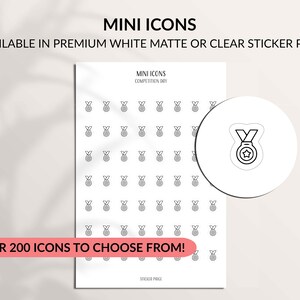 COMPETITION DAY Mini Icon Stickers | Minimalist Planner Stickers | Functional Labels | Hobonichi Tiny Decal | A5 Pocket Planner | Awards