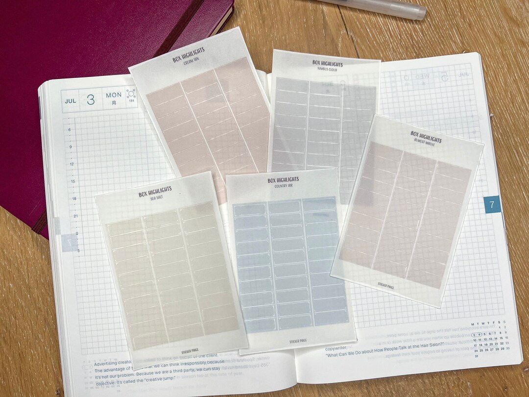 BOX HIGHLIGHTS Planner Stickers | Minimal Sticker Sheet | Hobonichi ...