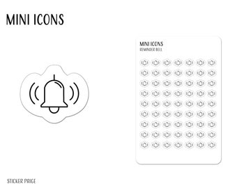 RAPPEL BELL Mini Icon Stickers | Autocollants de planificateur minimaliste | étiquettes fonctionnelles | | Bullet Journal Autocollant de notification