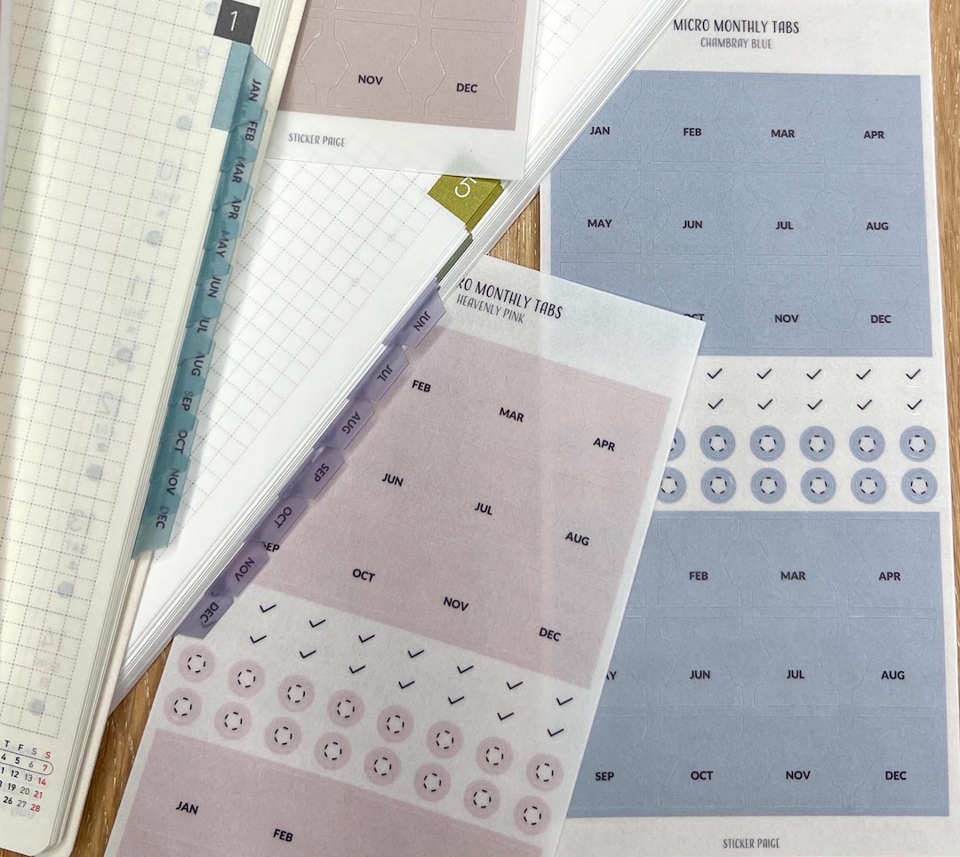 MONTHLY TABS for Hobonichi Weeks Stickers | Minimal and Functional ...