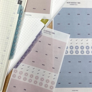 MONATLICHE TABS Für Hobonichi Weeks Aufkleber | Minimale und funktionale Planer-Aufkleber | Planer Etiketten für Hobo Cousin