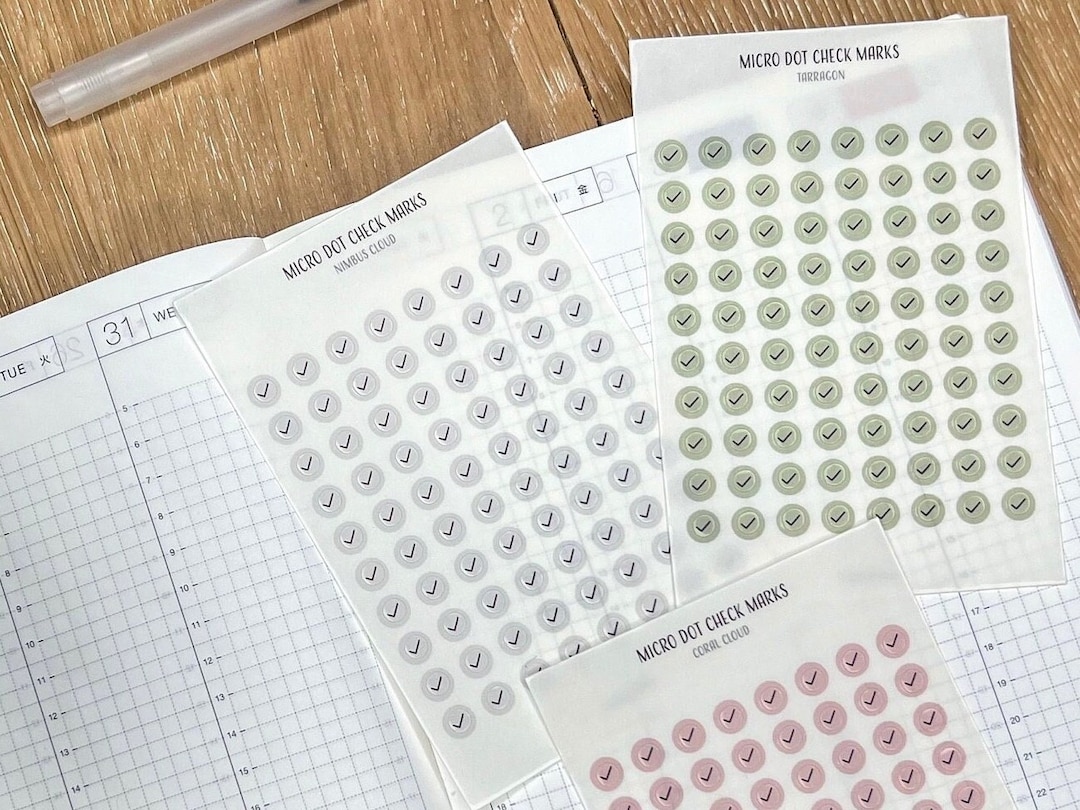 TRANSPARENT CHECK MARK Micro Dots Planner Stickers | Minimalist ...