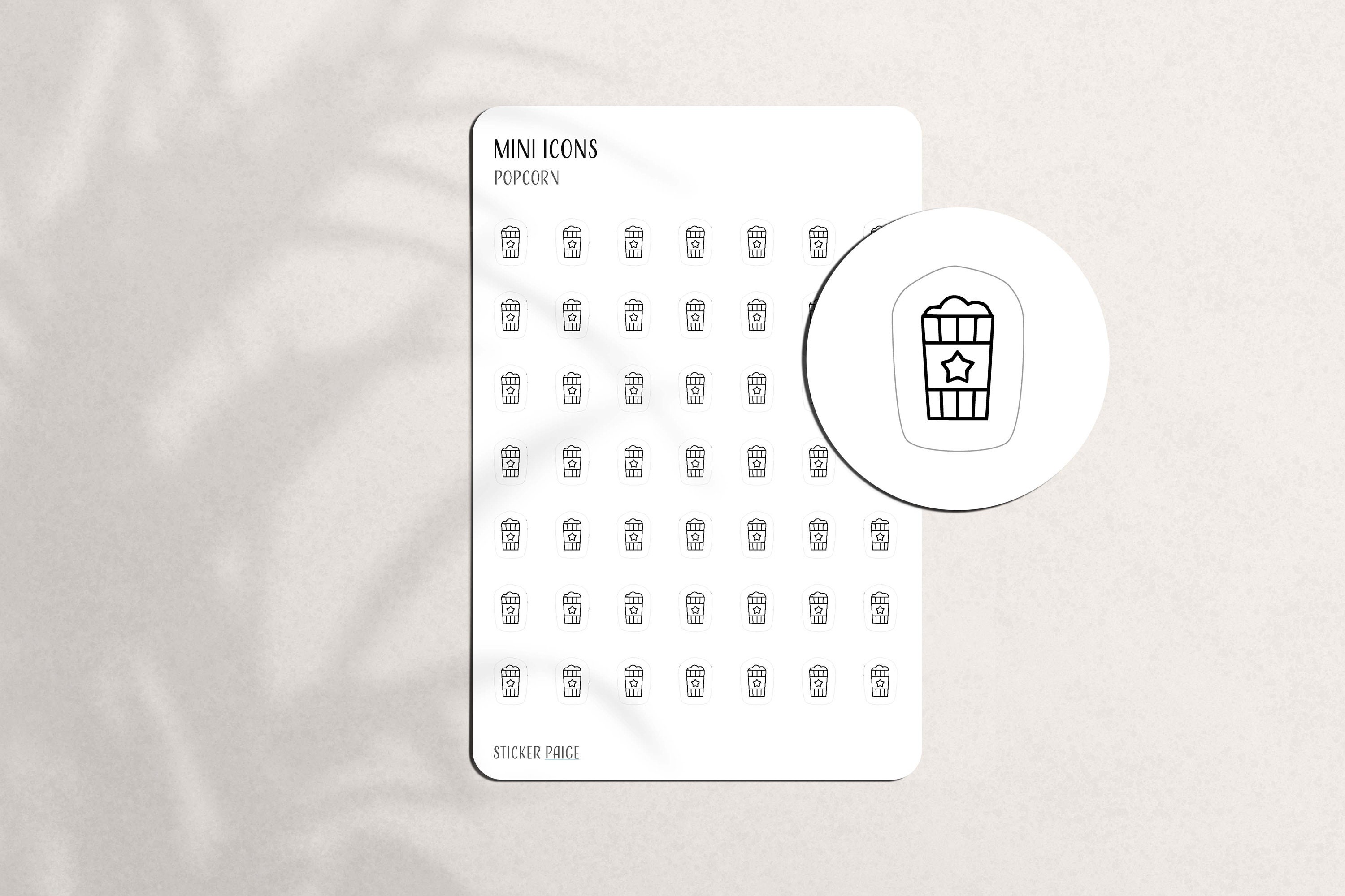 POPCORN Mini Icon Stickers | Minimal & Functional Planner Stickers | A5 ...