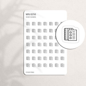 STUDIEPASS Mini-ikonklistermärken | Minimalistiska och funktionella planeringsklistermärken | A5-ficka personliga | Små anteckningsikoner | Akademiska skolklistermärken