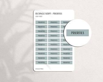 PRIORITÄTEN - SCRIPT LABEL Planner Aufkleber | Minimalistische Planung | Mini Sticker | Funktionale Planer Etiketten | Bullet Journal | Kalender