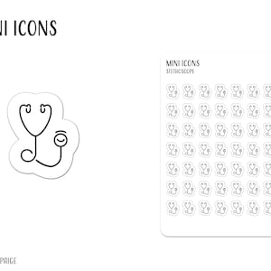 STETHOSCOPE Mini Icon Stickers | Medical Provider Sticker | Minimalist Planner Stickers | Functional Labels | Bullet Journal