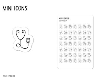 STETHOSCOPE Mini Icon Stickers | Medical Provider Sticker | Minimalist Planner Stickers | Functional Labels | Bullet Journal