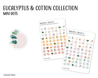 EUCALYPTUS & COTTON Planner Stickers | Minimalist Planning | Mini Dots | Watercolour Botanical Cottagecore Stickers | Bullet Journal