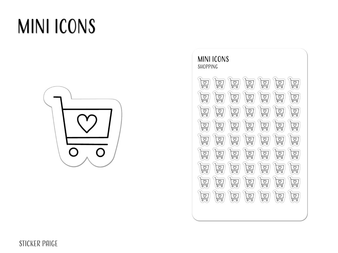 SHOPPING Mini Icon Stickers | Minimalist Planner Stickers | Functional ...