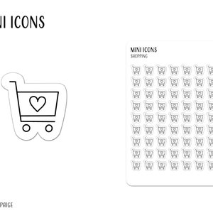 SHOPPING Mini Icon Stickers | Minimalist Planner Stickers | Functional Labels | Bullet Journal | Grocery Shopping