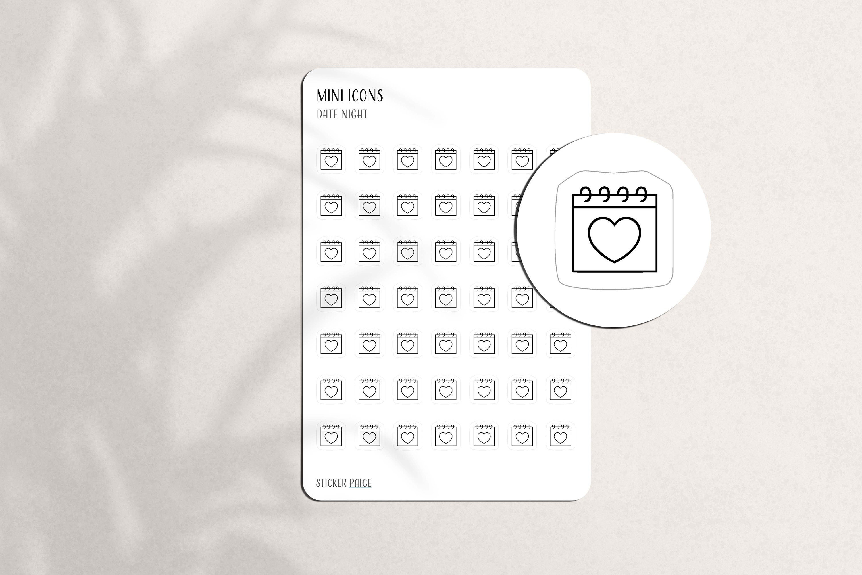 DATE NIGHT Mini Icon Stickers | Minimal & Functional Planner Stickers ...
