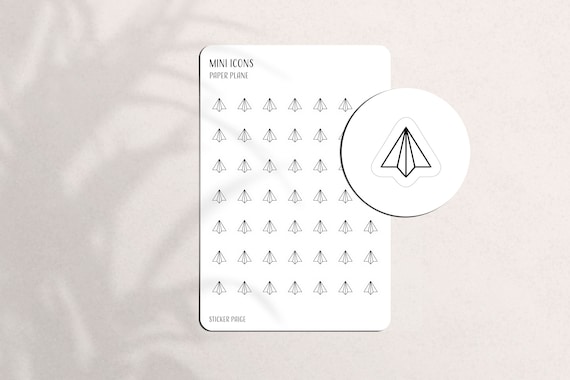 PAPER PLANE Mini Icon Stickers | Minimal & Functional Planner Stickers | A5 Pocket Personal | Tiny Matte Icon | Flight Schedule Modern Icons