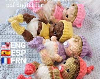 CROCHET PATTERN:  Little Dumplings baby dolls (English, Spanish, French)