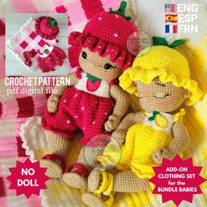 CROCHET PATTERN: Doll Clothes - Summer Fruits Romper Set (for the Bundle Babies) - NO Doll image 1