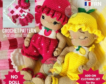 CROCHET PATTERN: Doll Clothes - Summer Fruits Romper Set (for the Bundle Babies) - NO Doll