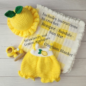 CROCHET PATTERN: Doll Clothes - Summer Fruits Romper Set (for the Bundle Babies) - NO Doll image 3
