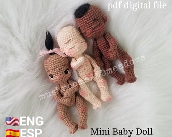 CROCHET PATTERN:  Sweet Handfuls Mini Baby Doll - Base Doll ONLY (English, Spanish, Portuguese)