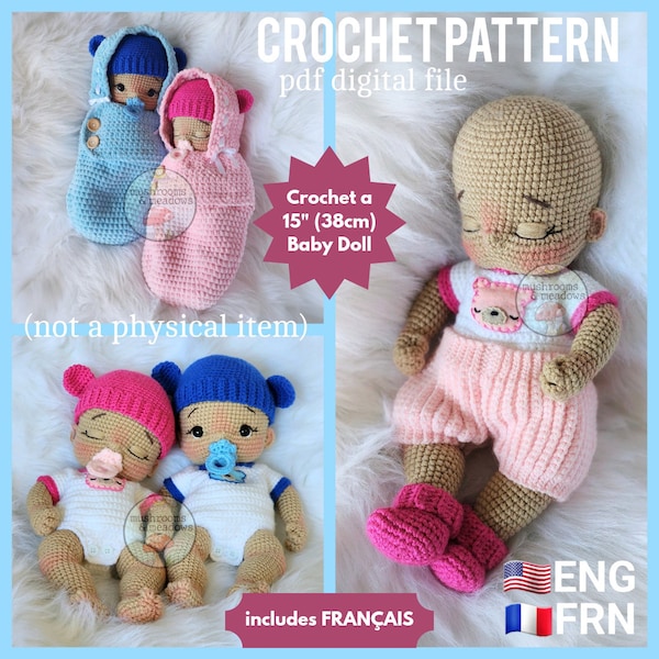 MOTIF AU CROCHET : Ensemble pour bébés (anglais, français)