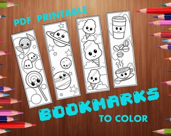 Kawaii Bookmarks to Color