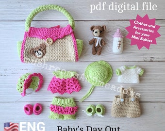 MOTIF AU CROCHET : poignées de douceurs pour la fête de bébé - à ajouter (modèle de poupée VENDU séparément !!)