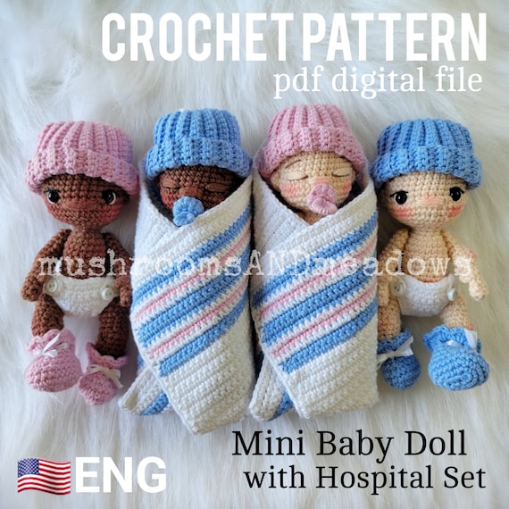 CROCHET PATTERN Sweet Handfuls Mini Baby Doll With Hospital Set