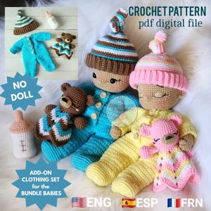 CROCHET PATTERN:  Doll Clothes - Sleeper Set (clothing set for the Bundle Babies) - NO Doll