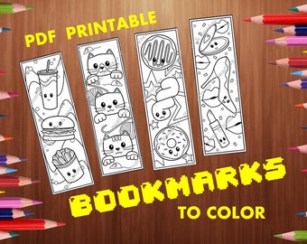 Kawaii Bookmarks to Color