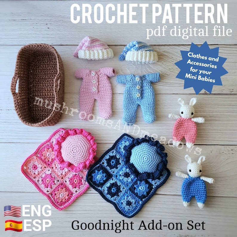 CROCHET PATTERN: Sweet Handfuls Goodnight Set - Add On (Doll Pattern SOLD Separately!!) image 1