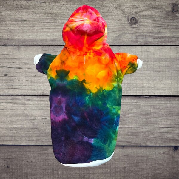 Dog Hoodie/ Ice Dye Dog Sweater/ Tie Dye Dog Coat with Drawstring Hood/ Rainbow Tie Dye/ S-6XL