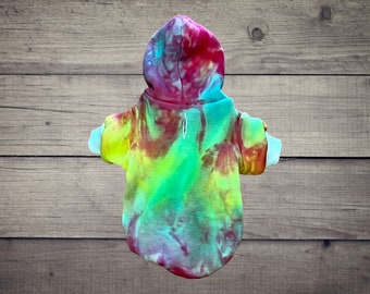 Medium Bright Tie Dye Dog Hoodie/ Ice Dyed Hoodie/ Hand Dyed/ Tie Dye Ultra Soft Jacket with Hood