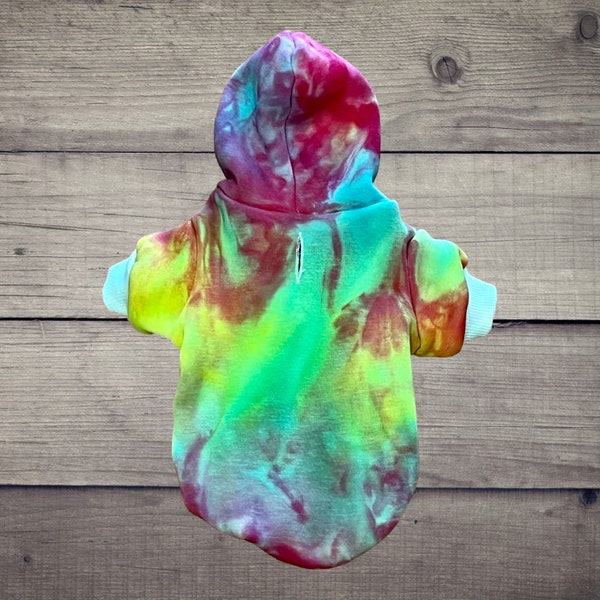 Medium Bright Tie Dye Dog Hoodie/ Ice Dyed Hoodie/ Hand Dyed/ Tie Dye Ultra Soft Jacket with Hood