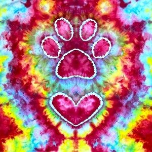 Love and Paws Tea Towel/Tapestry/ Ice Dyed Tie Dyed