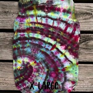 X-Large Ice Dyed Hand Dyed Tie Dyed Colorful Dog Shirt