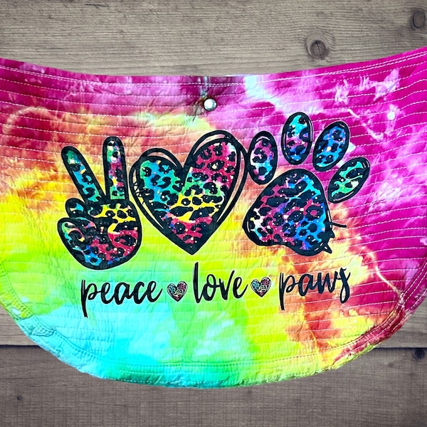 Tie Dye Pet Carrier/ Ice Dyed Hand Dyed Small Dog, Cat, Puppy Sling/ Peace Love Paws