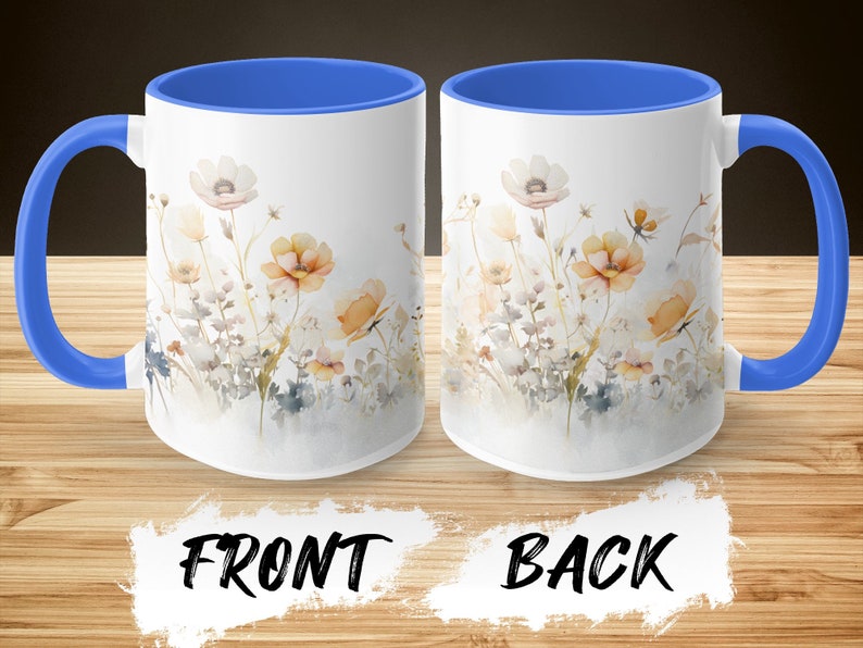 Sentimental Spring Mugs Watercolor Spring Flowers, Floral Cup, Personalized Travel Mug Gift for ...