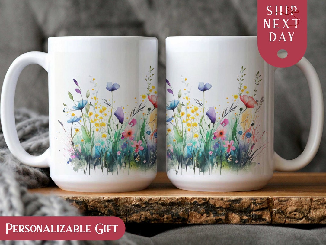 Watercolor Spring Flowers Floral Cup Personalized Travel Mug - Etsy