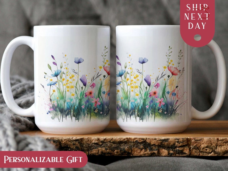 Sentimental Spring Mugs Watercolor Spring Flowers Floral Cup Personalized Travel Mug - Etsy