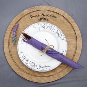 Gepersonaliseerde Supla - Unieke valentijnscadeaus voor haar/hem, cadeaus voor geliefden, ronde houten plank, onderbord, serveerbord, Moederdagcadeau