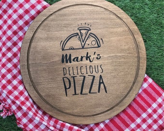 Valentine's Day Personalized Pizza Serving Wood Board - Custom Name on Pizza Serving Tray, Pizza Tray, Wood Tray, Mother's Day, Gift for Mom