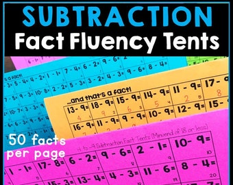 Övning i subtraktionsfakta i hemundervisningsklassrum, utskrivbara subtraktionsarbetsblad, flytande subtraktionstält