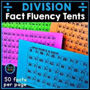 Division Fact Practice Homeschool Classroom, Printable Division Worksheets, Division Fact Fluency Tents