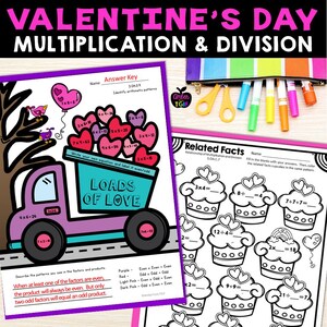 Valentine&#39;s Day Multiplication & Division Worksheets Coloring Sheets February Fun, Printable Math Hands On 3rd Grade Multiplication Help