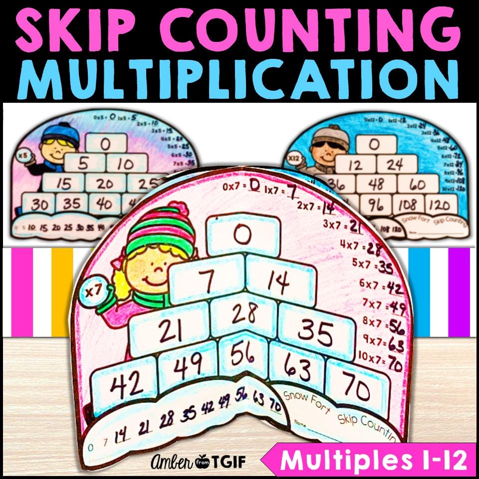 Multiplication Practice With Skip Counting, Winter Fun Math Craft 3rd ...