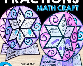 Vinterbråk matematikpyssel Introduktion till bråk Enkel snöflingasnöglob 3:e eller 4:e klass Nybörjarbråk rolig snödagsmålning