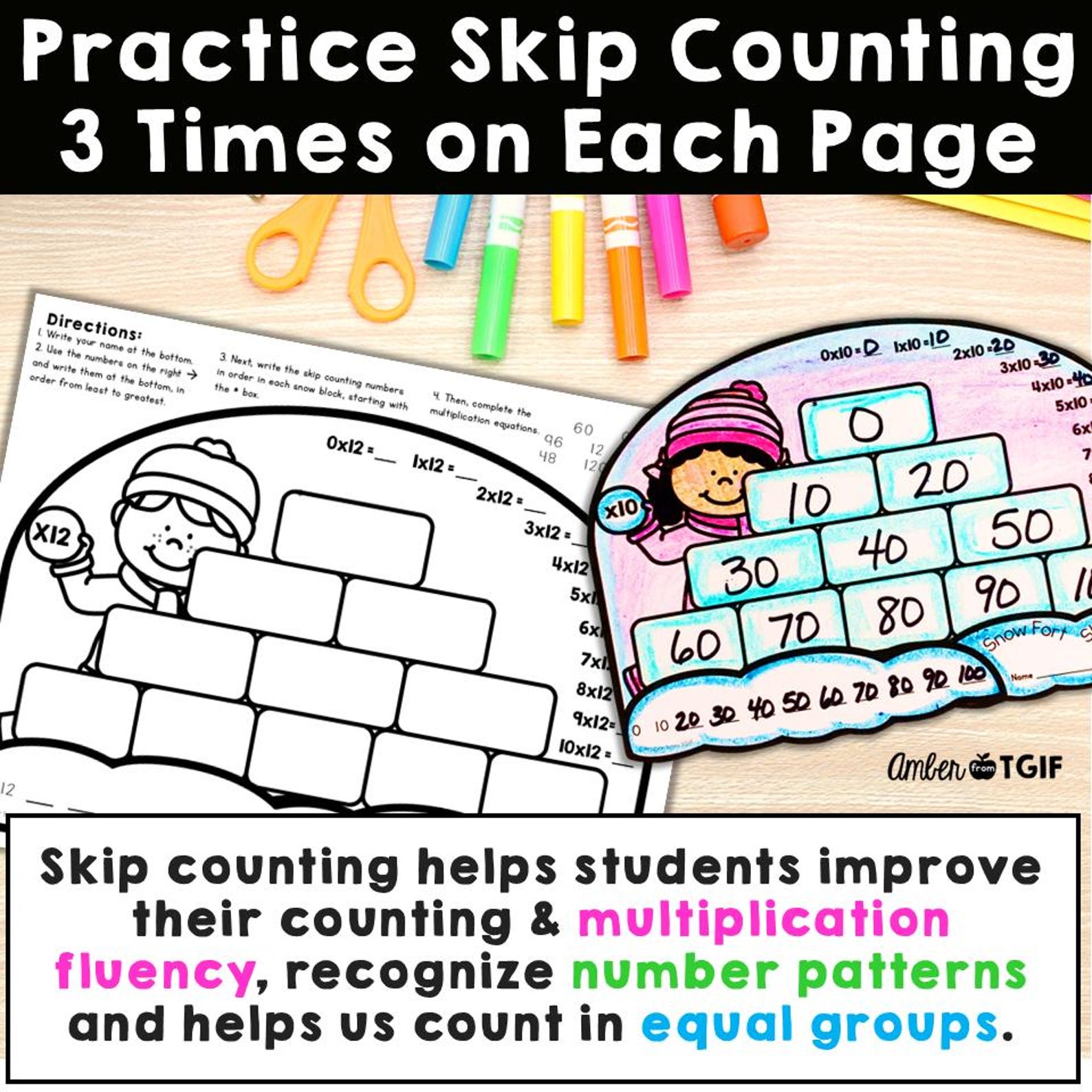 Multiplication Practice With Skip Counting, Winter Fun Math Craft 3rd ...